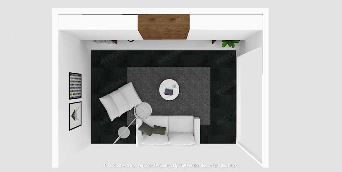 Progetto planimetria bagno monolocale soggiorno 3D Seregno Monza Milano
